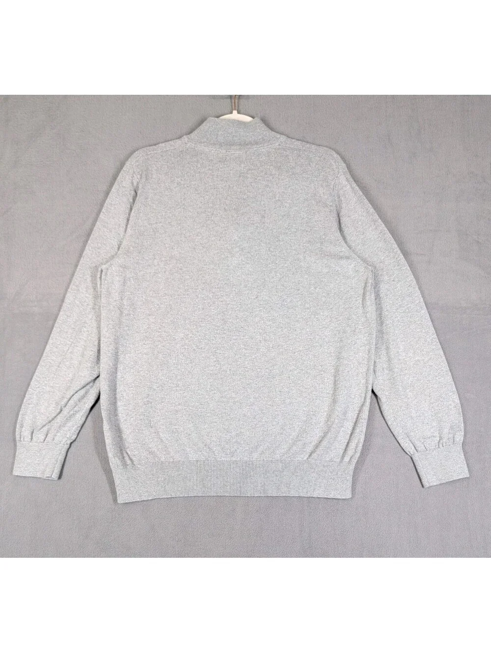LL Bean Mens Large Gray Cotton Cashmere Quarter Zip Sweater Casual Classic Soft
